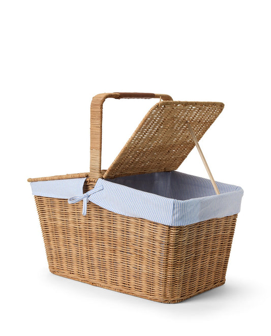 Lexington Home Rattan piknikkurv med fôr Blå/hvit