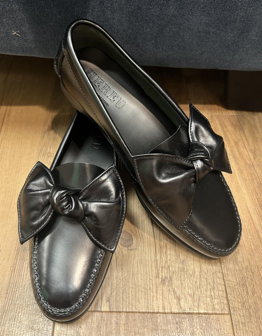 Hereu Corbati Slip-on Loafers med sløyfedetaljer Sorte - ZhosLaila