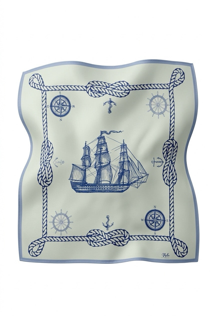 Ralu Nautisk elegant silkeskjerf 70x70 cm