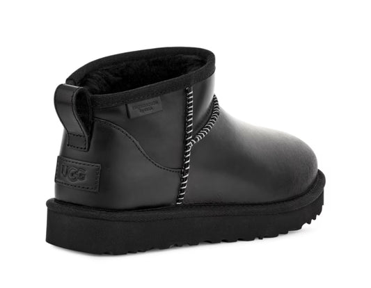 UGG Klassisk Ultra Mini Leather Regenerate Boot Sorte - ZhosLaila