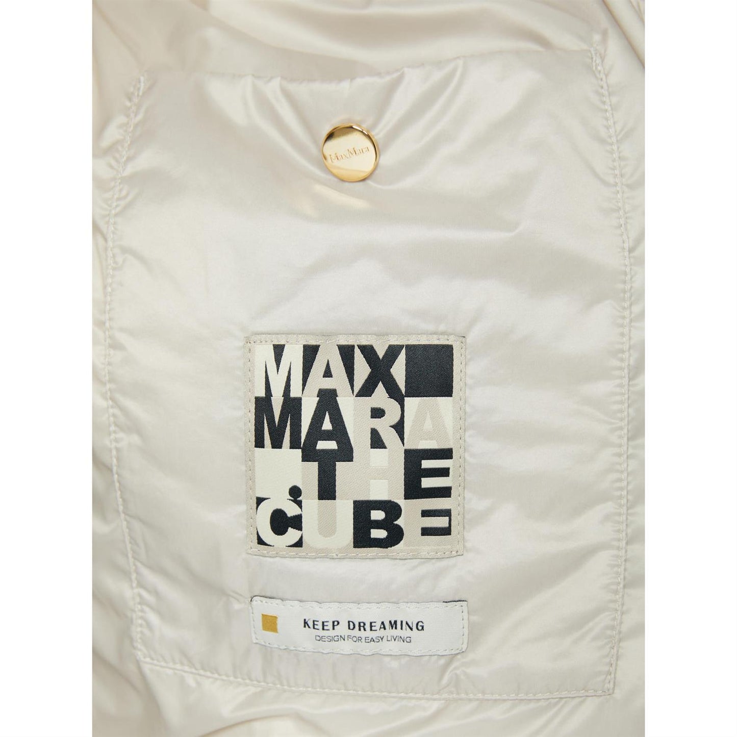 Max Mara Vannavvisende dunjakke i kanvas med belte Off-White