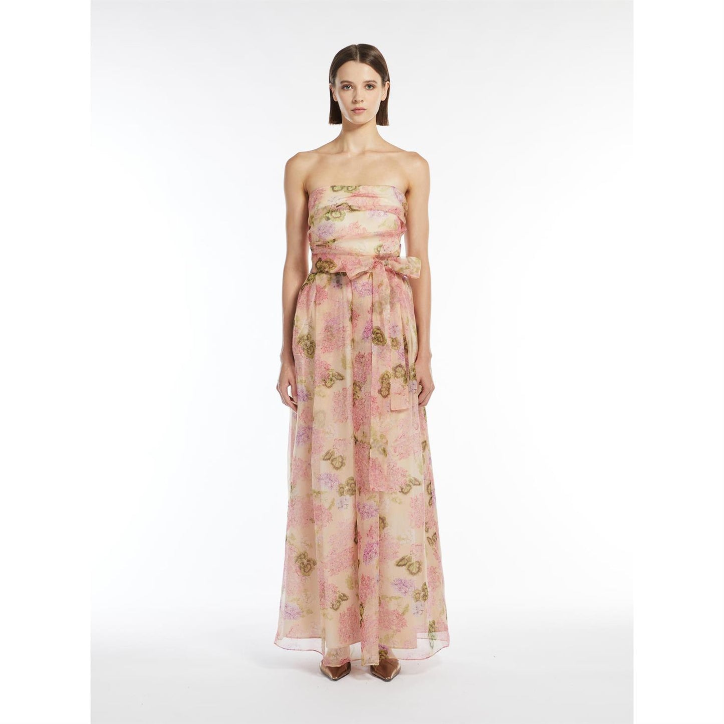 Max Mara Elegante Lisetta Mønstret organza bustier kjole - ZhosLaila
