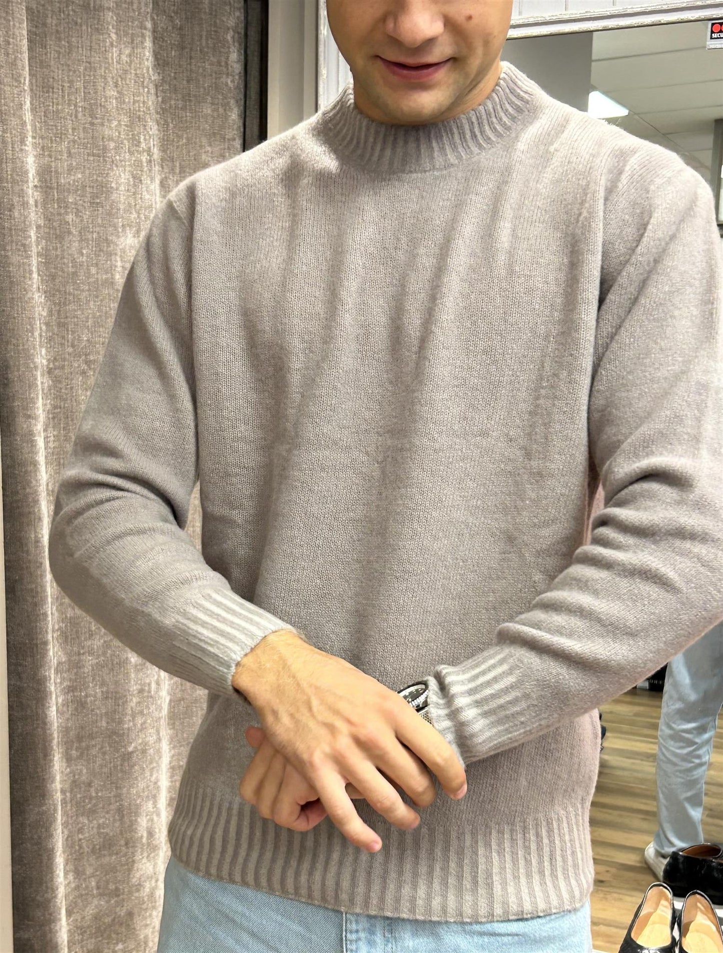 Altea Rocollo Ull/Kashmir genser med rund hals Beige melert - ZhosLaila