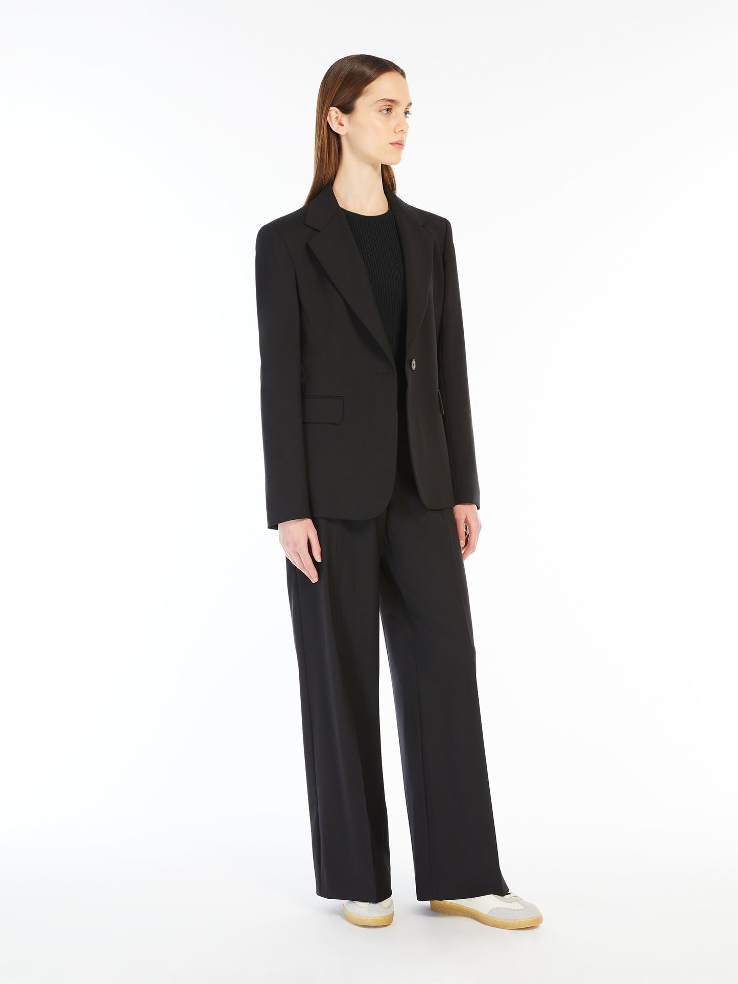 Max Mara Weekend Lamine Blazer i naturlig stretch ull Sort - ZhosLaila
