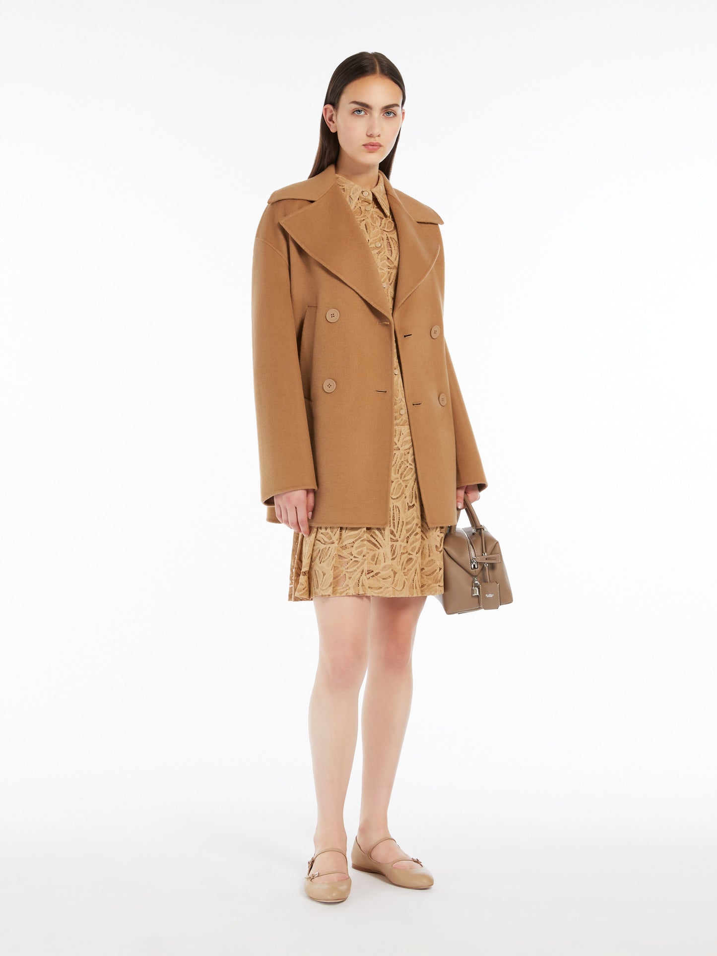 Max Mara Studio Spadino Ull, kashmir og silke ertefrakk Camel