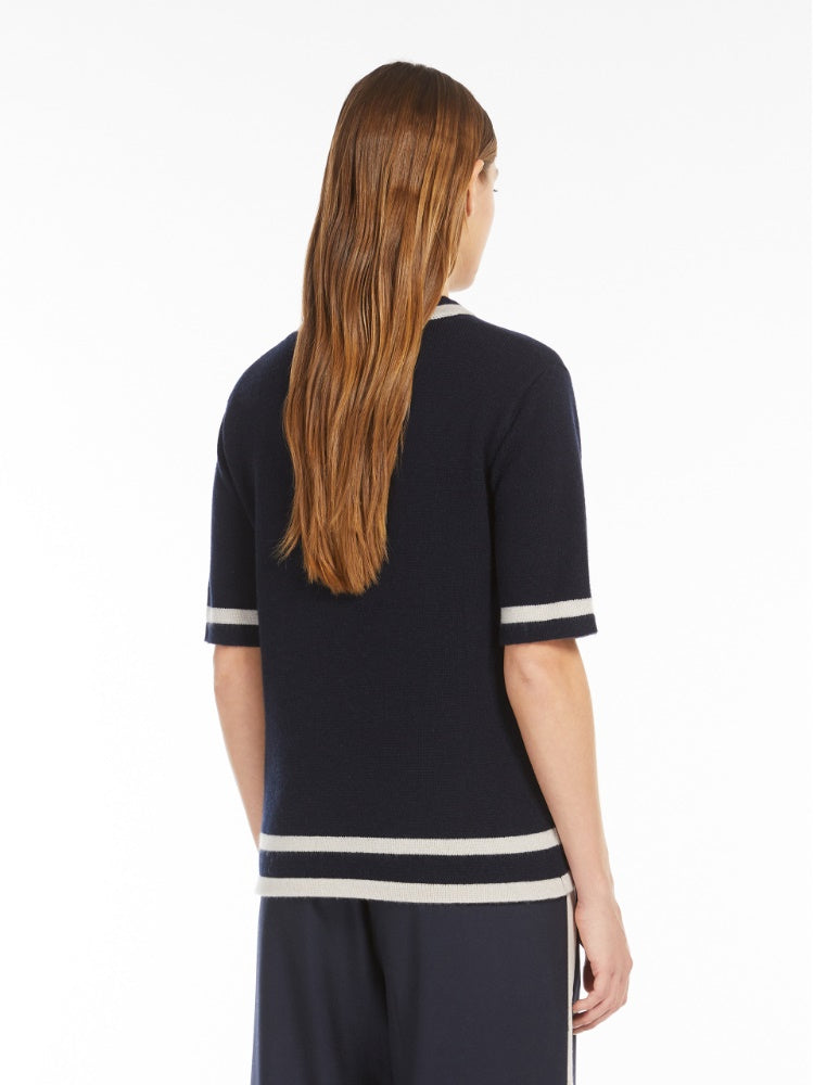 Max Mara Studio Usuale genser i Ull og Kashmir med intarsia Marine