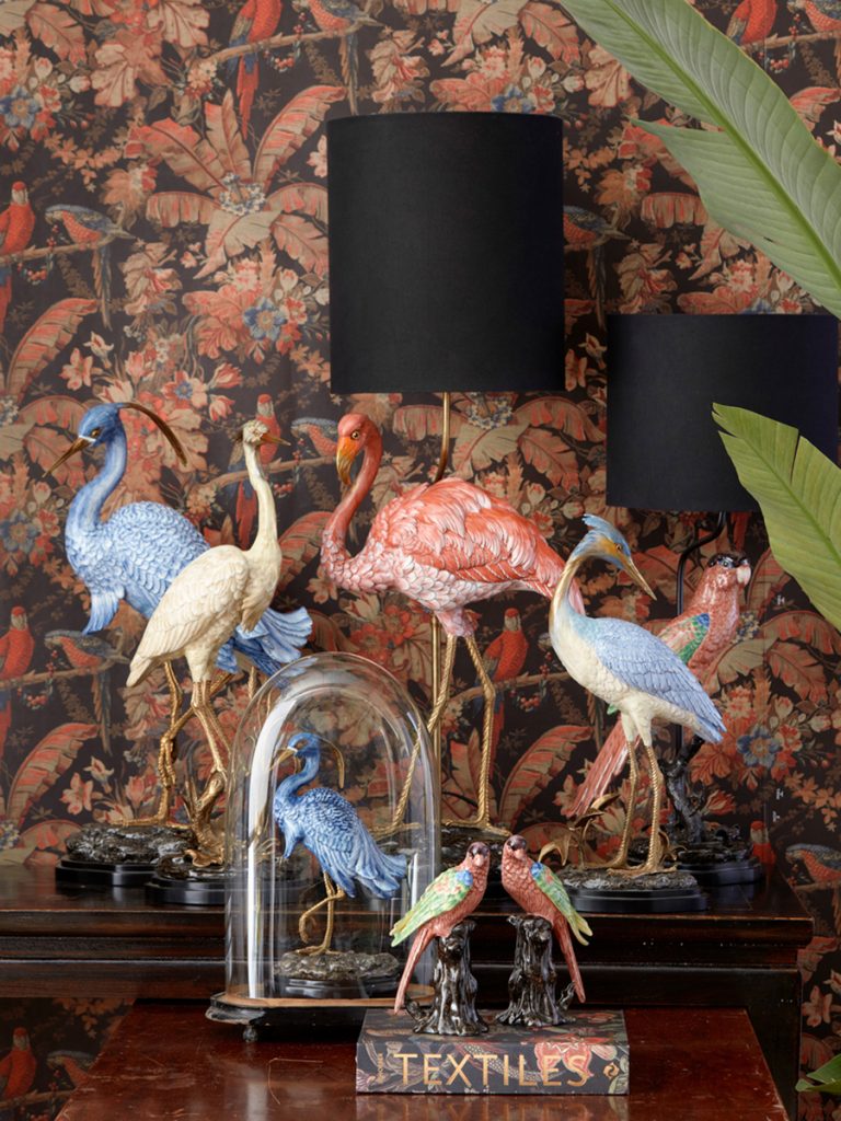 G&C Pink Flamingo Messing og porselen lampe inkl. skjerm H:92cm - ZhosLaila