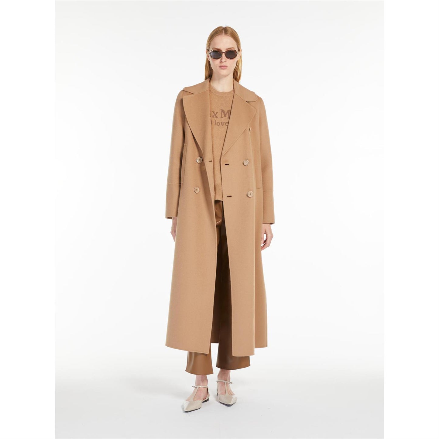 Max Mara Custodi Dobbeltspent ullfrakk Camel - ZhosLaila