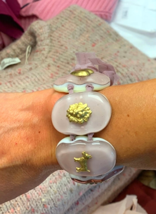 Armbånd med 6 stener kvadrat grå - ZhosLaila