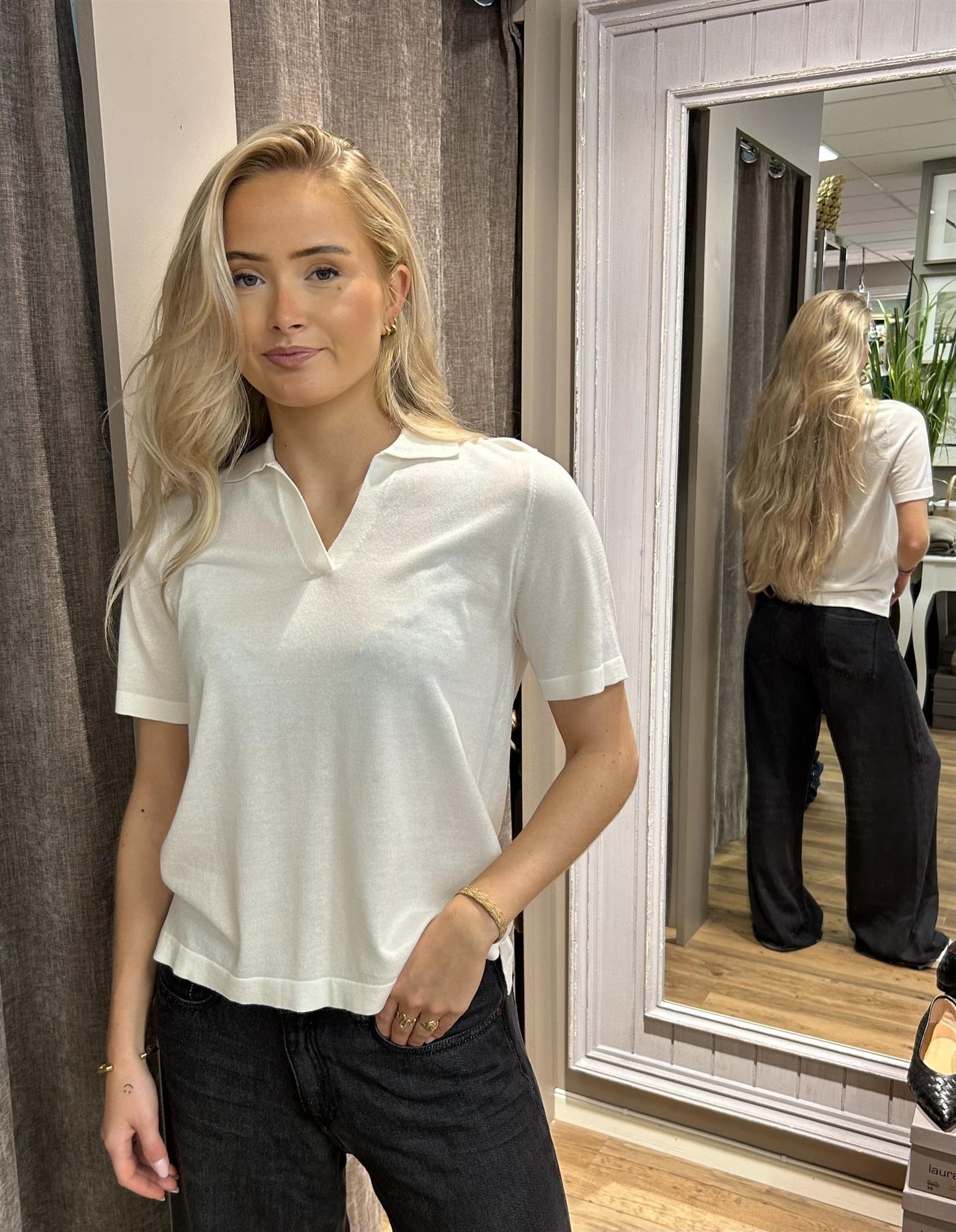 Amuse Hedvig Klassisk pique t-skjorte Off-White - ZhosLaila