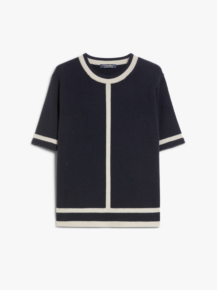 Max Mara Studio Usuale genser i Ull og Kashmir med intarsia Marine