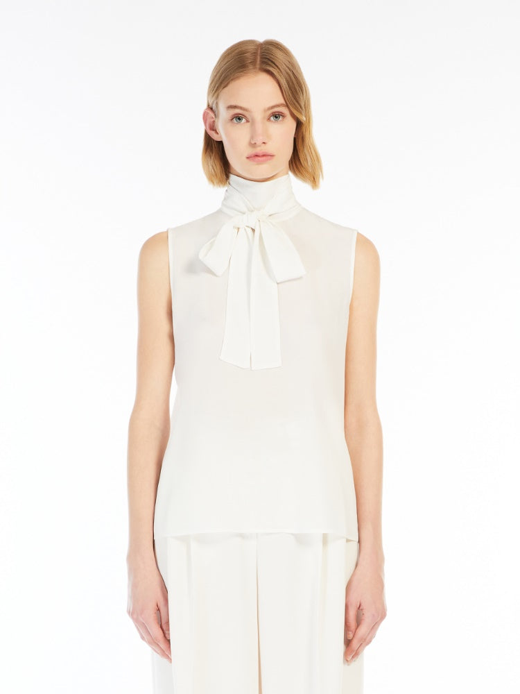 Max Mara Studio Lira Crêpe de Chine topp med sløyfe - ZhosLaila
