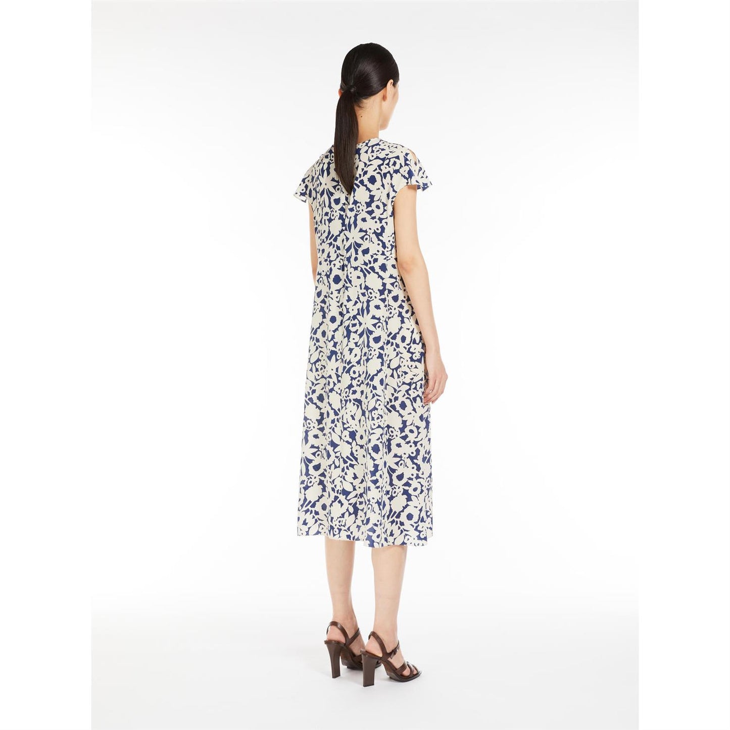 S Max Mara Gisella lang printet crepe kjole