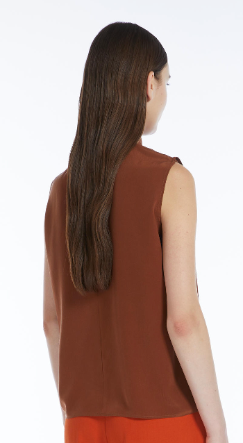 Max Mara Studio Lira Crêpe de Chine topp med sløyfe - ZhosLaila