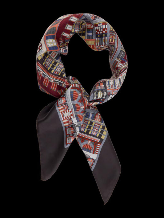 Stenstrøms Silkeskjerf mønstret Mørkebrunt - ZhosLaila