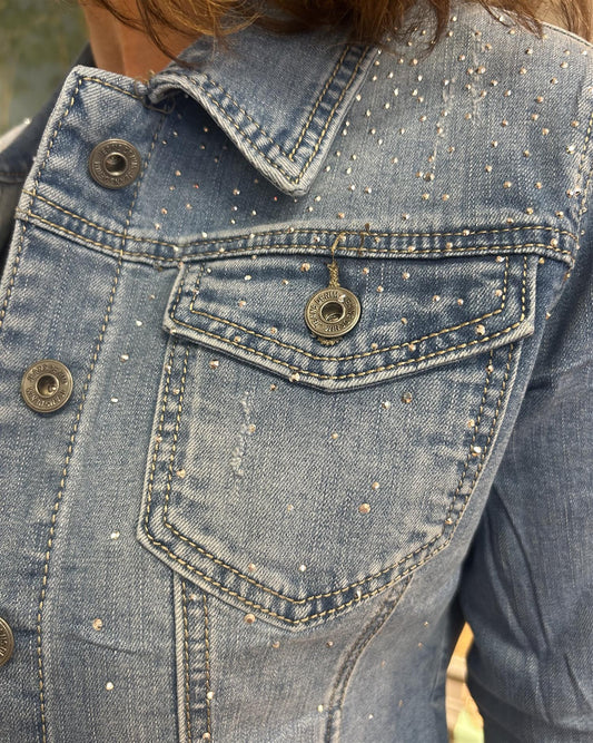 Simplicity denim jakke med strass - ZhosLaila