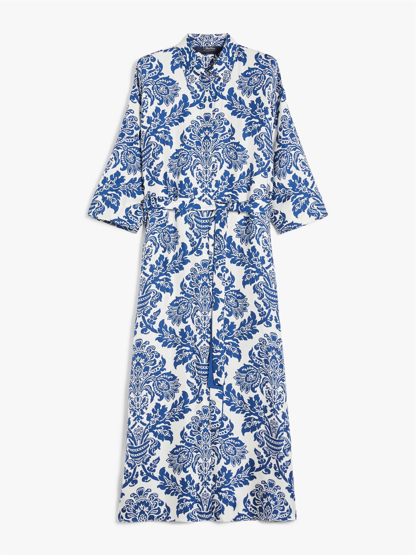 S Max Mara Camelia Skjortekjole i silke med trykk