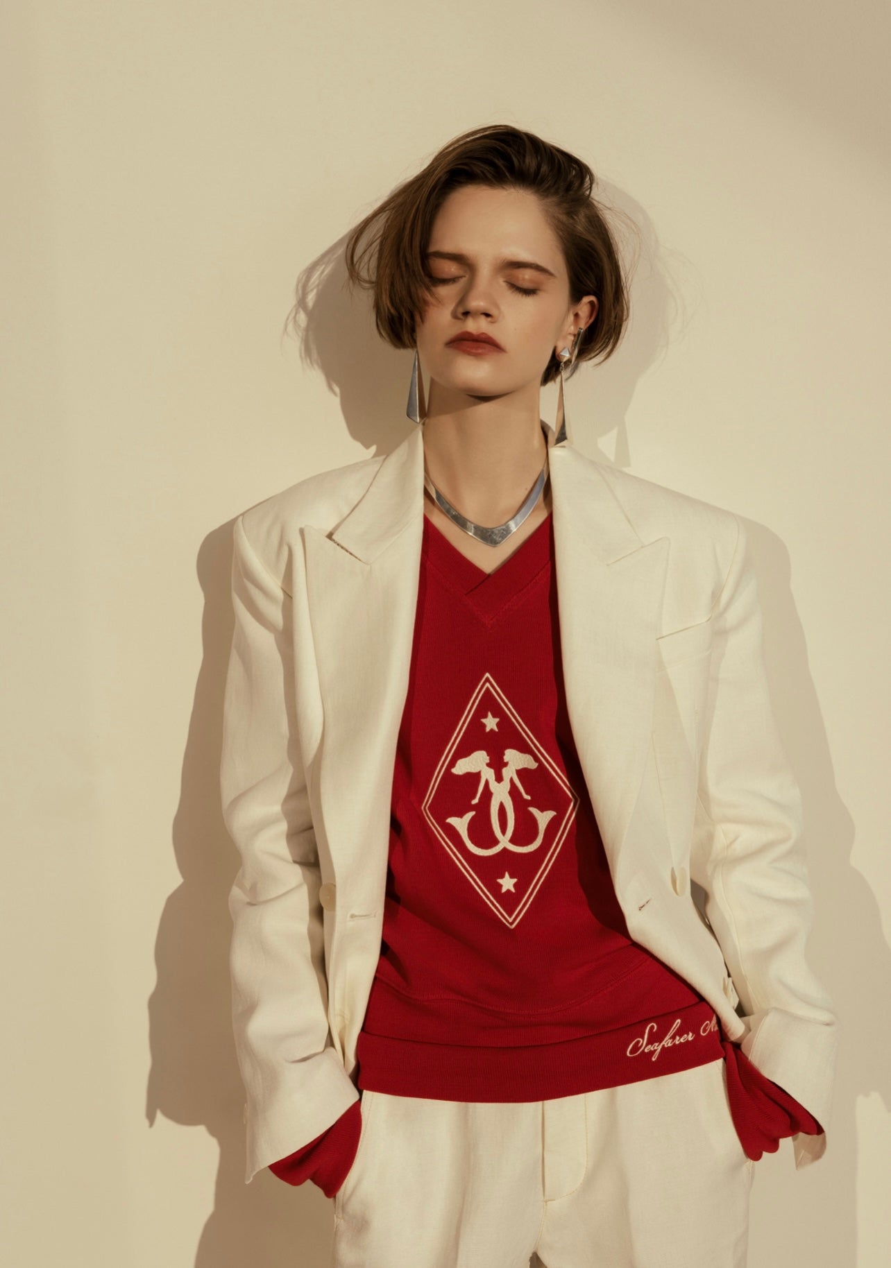 Seafarer Laura genser med v-hals Rød - ZhosLaila