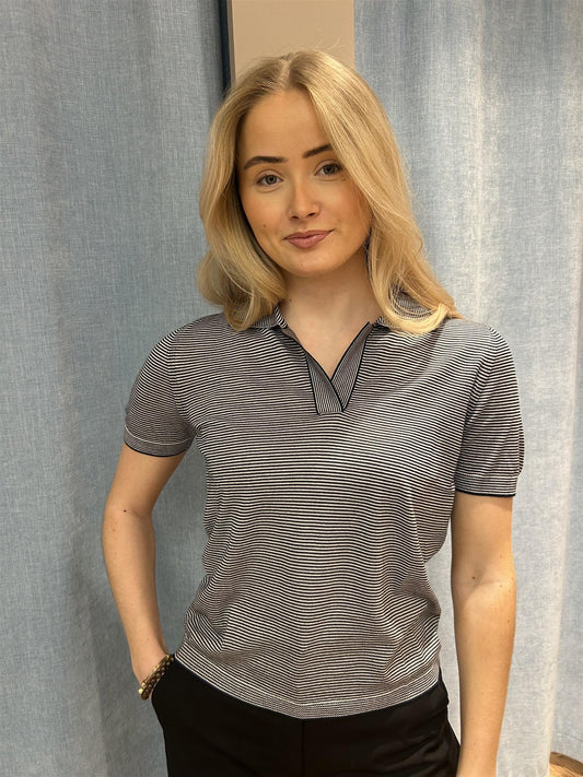 Pique t-shirt striper Navy