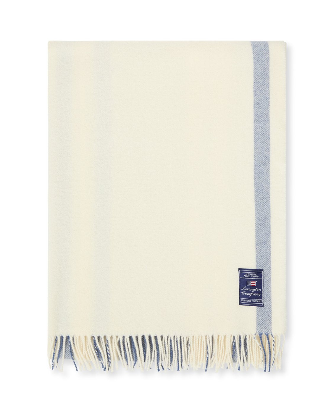 Lexington Home Stripet pledd i resirkulert ull Blå/hvit 130x170cm