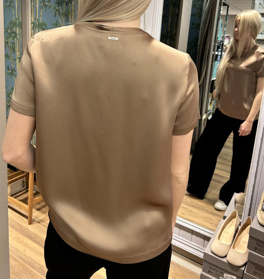 S Max Mara Rebecca T-skjorte i viskose-sateng Camel - ZhosLaila