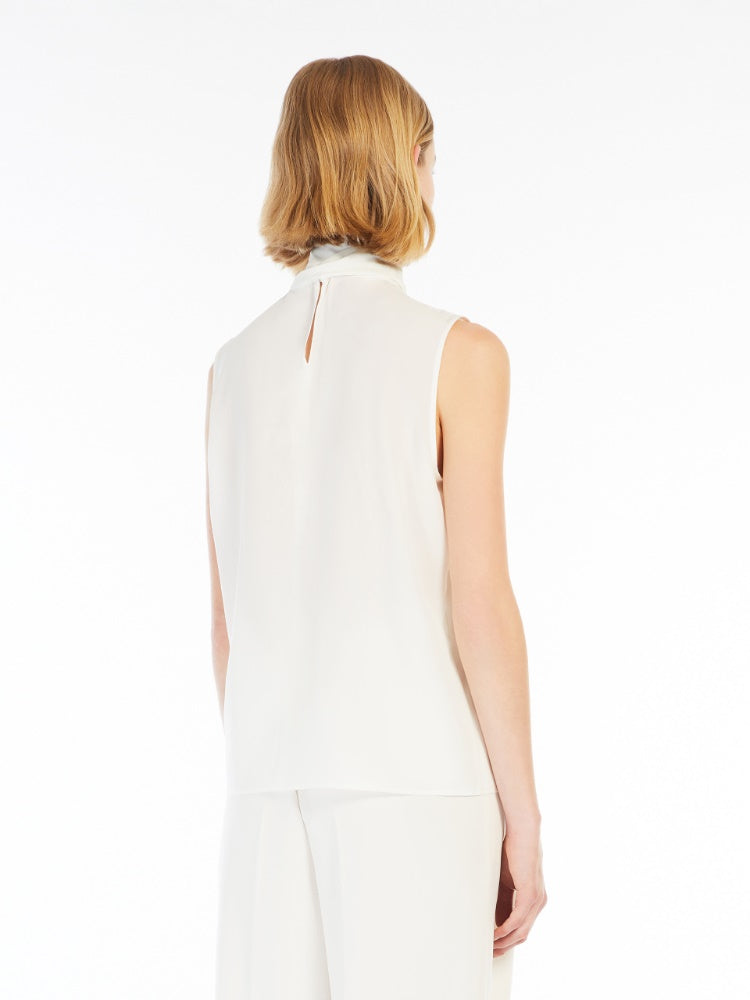 Max Mara Studio Lira Crêpe de Chine topp med sløyfe - ZhosLaila