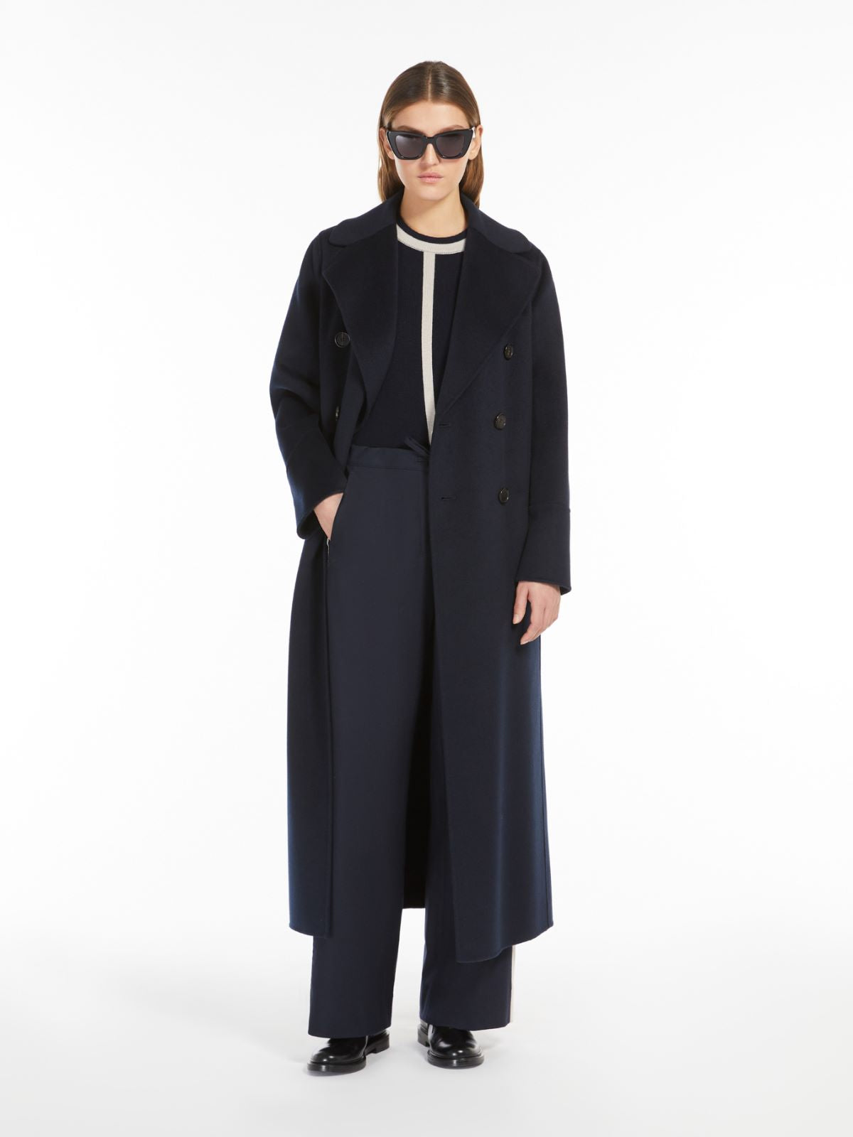 Max Mara Studio Usuale genser i Ull og Kashmir med intarsia Marine