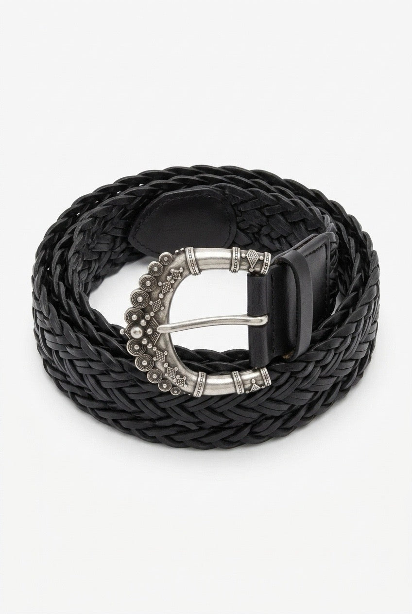 Orciani Micro Lines maskulin lærbelte 3,5 cm Sort