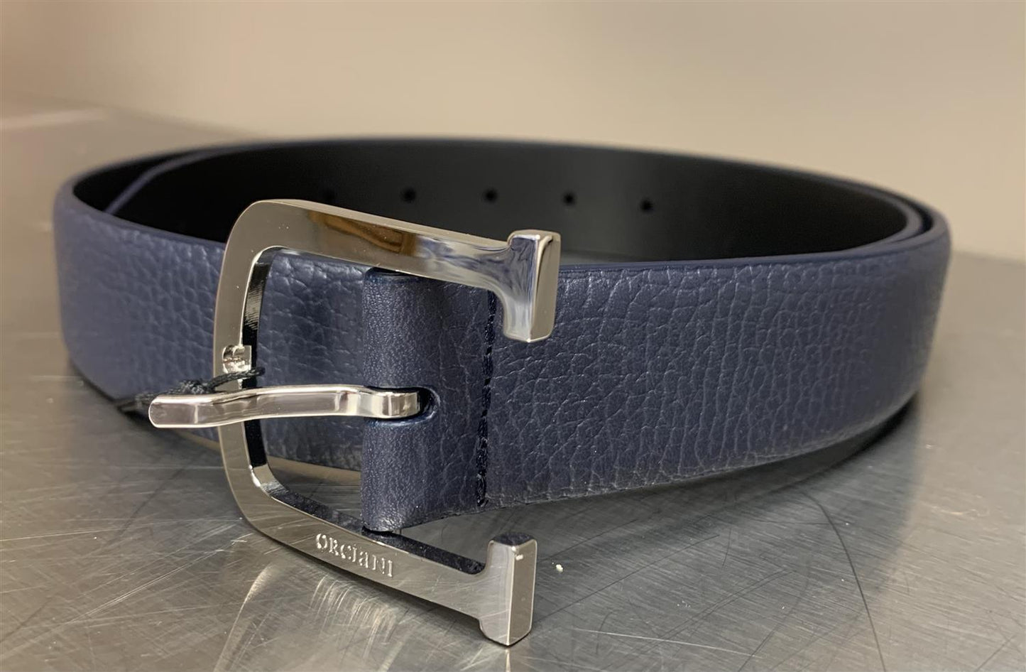 Dollaro klassisk skinnbelte 3,5 cm sort Mørkeblå - ZhosLaila