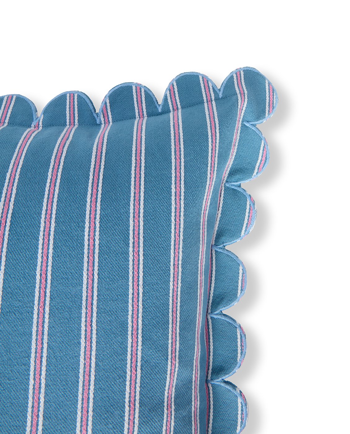 Lexington Home Stripet putetrekk i organisk bomull med muslingkant Blå 50X50cm