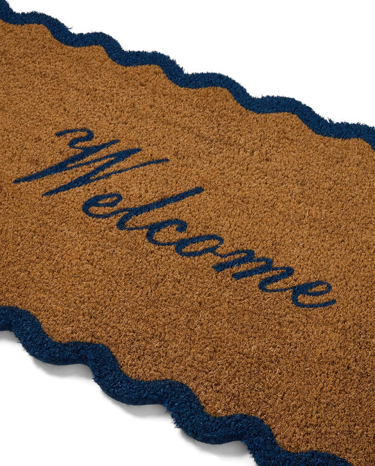 Lexington Welcome dørmatte i kokosfiber natur/blå