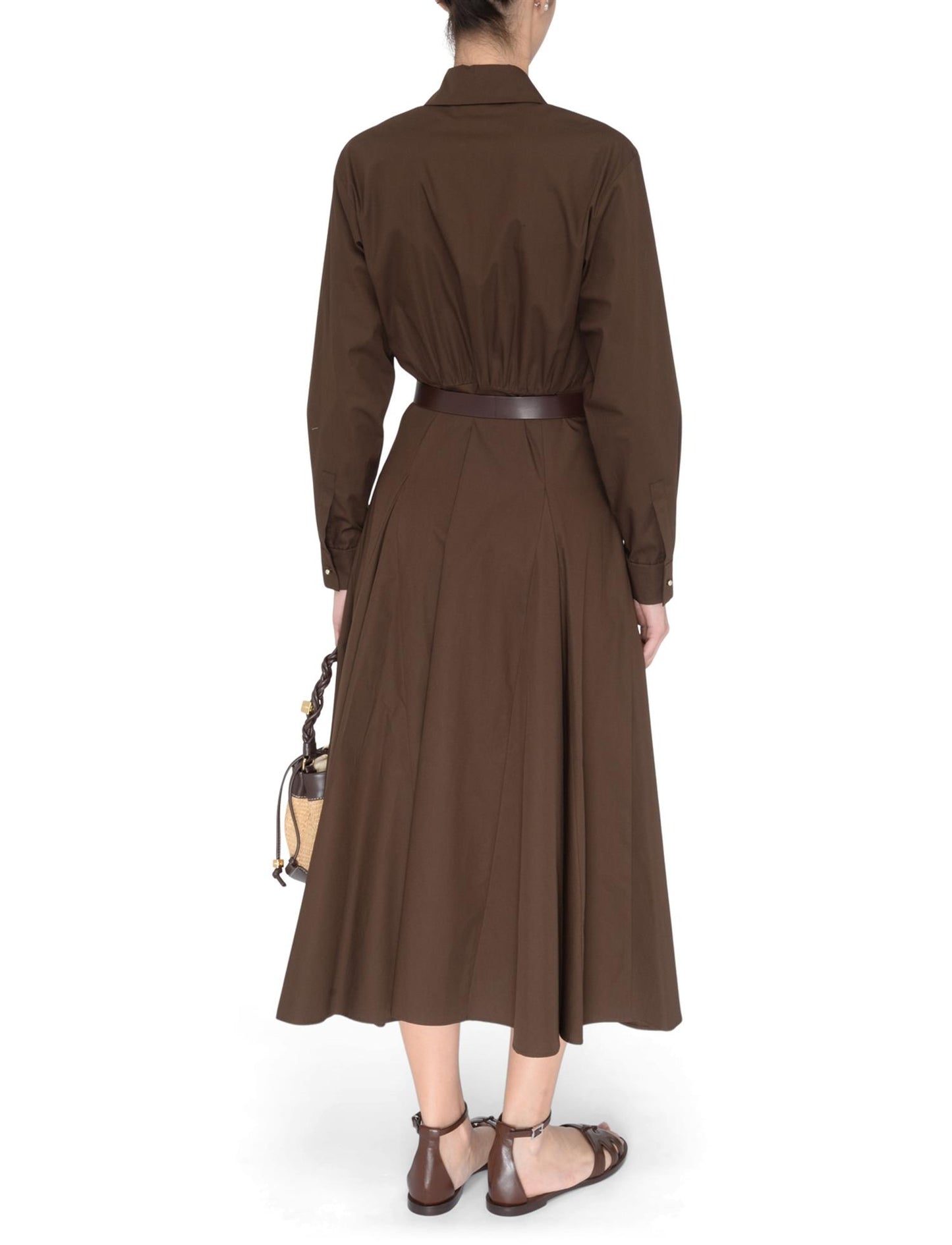 Max Mara Studio Dancing Bomullsskjortekjole Brun