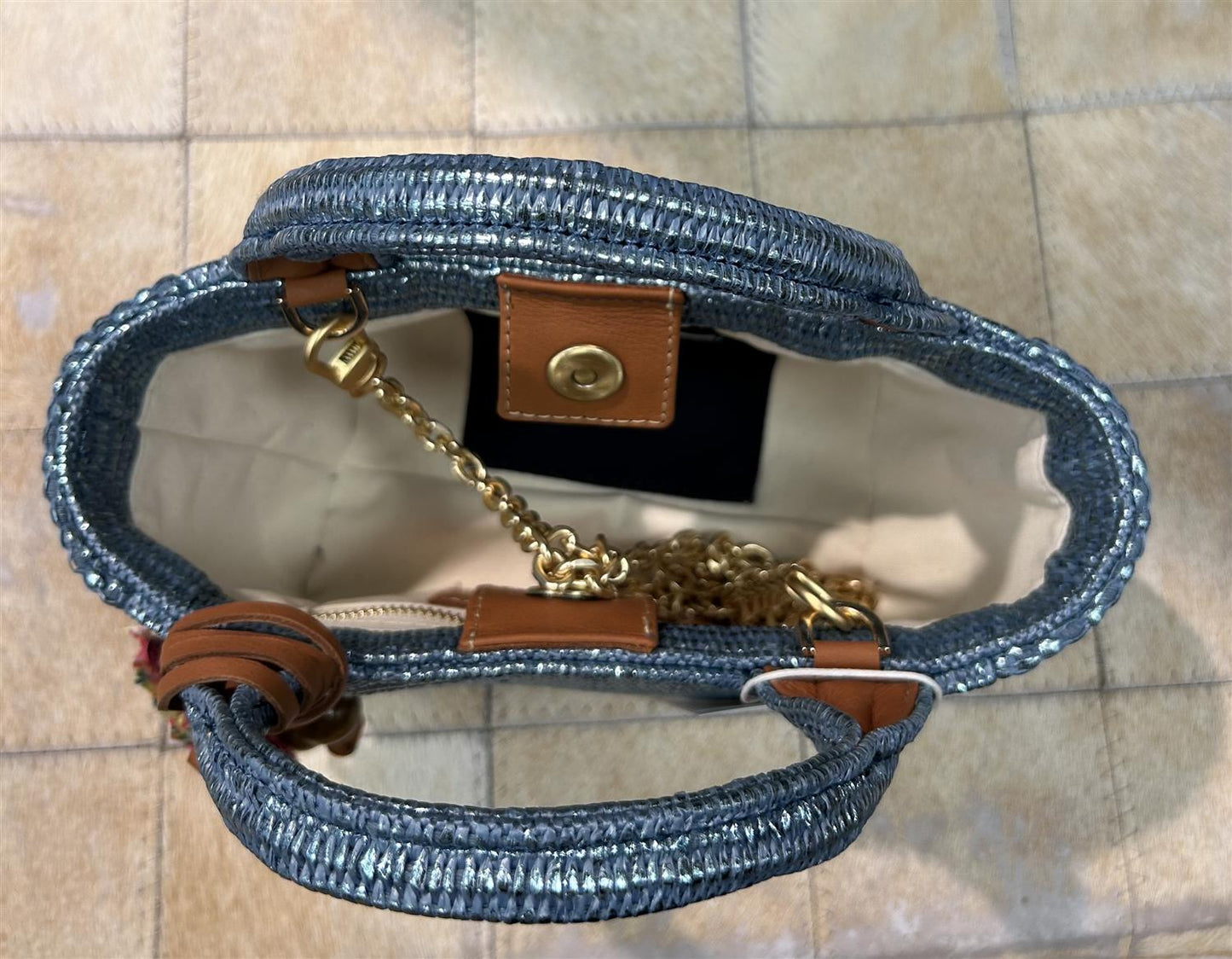 Kooreloo Mini Charming Tote Raffia Blå
