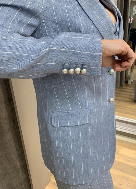 Tagliatore Bertha enkeltspent linjakke Lyseblå - ZhosLaila