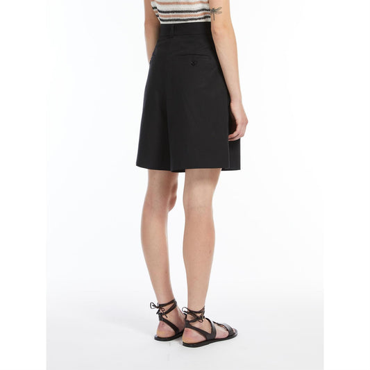 Max Mara Ecuba Bermudashorts i bomull og lin med utsving Sort