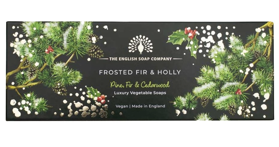 Christmas Tidings frostet gran og kristtornsåpe 190g 3 stk.