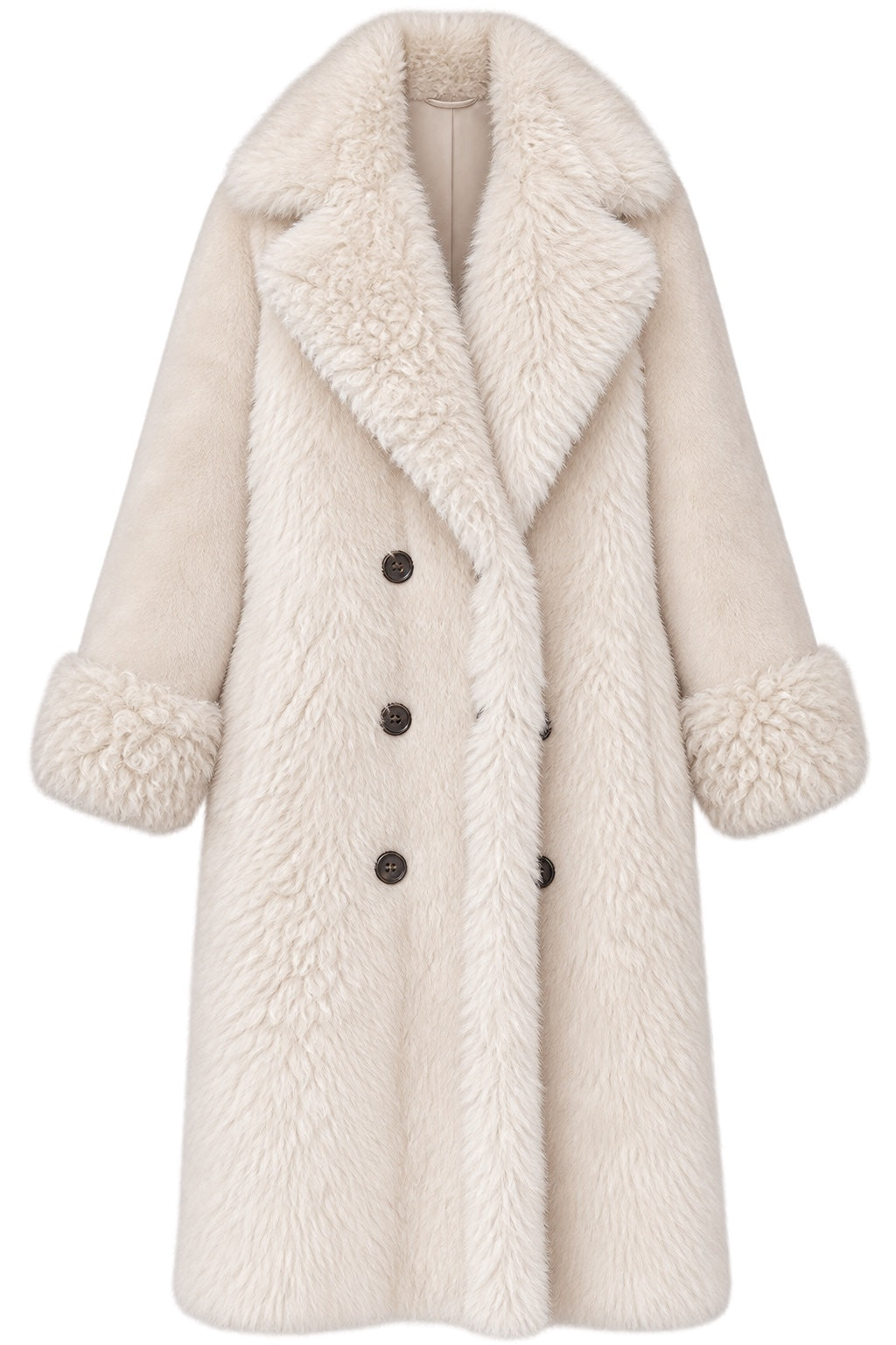 Møller Pels Scarlet vendbar lammeskinnskåpe 110cm Beige/Off-White