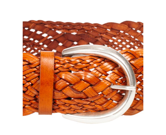 Orciani maskulint flettet skinnbelte 5,5cm Brun - ZhosLaila