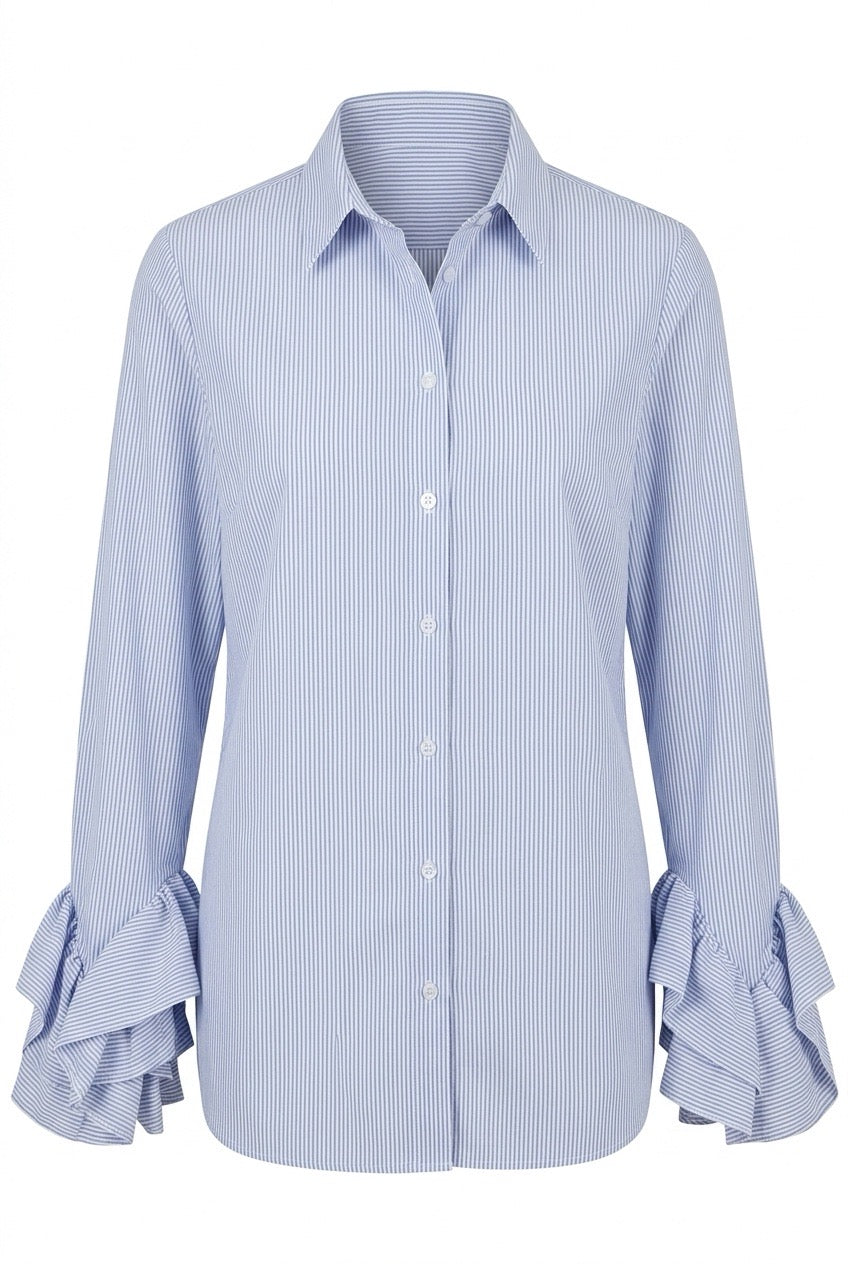 Simplicity Pearl bluse Blå/hvit