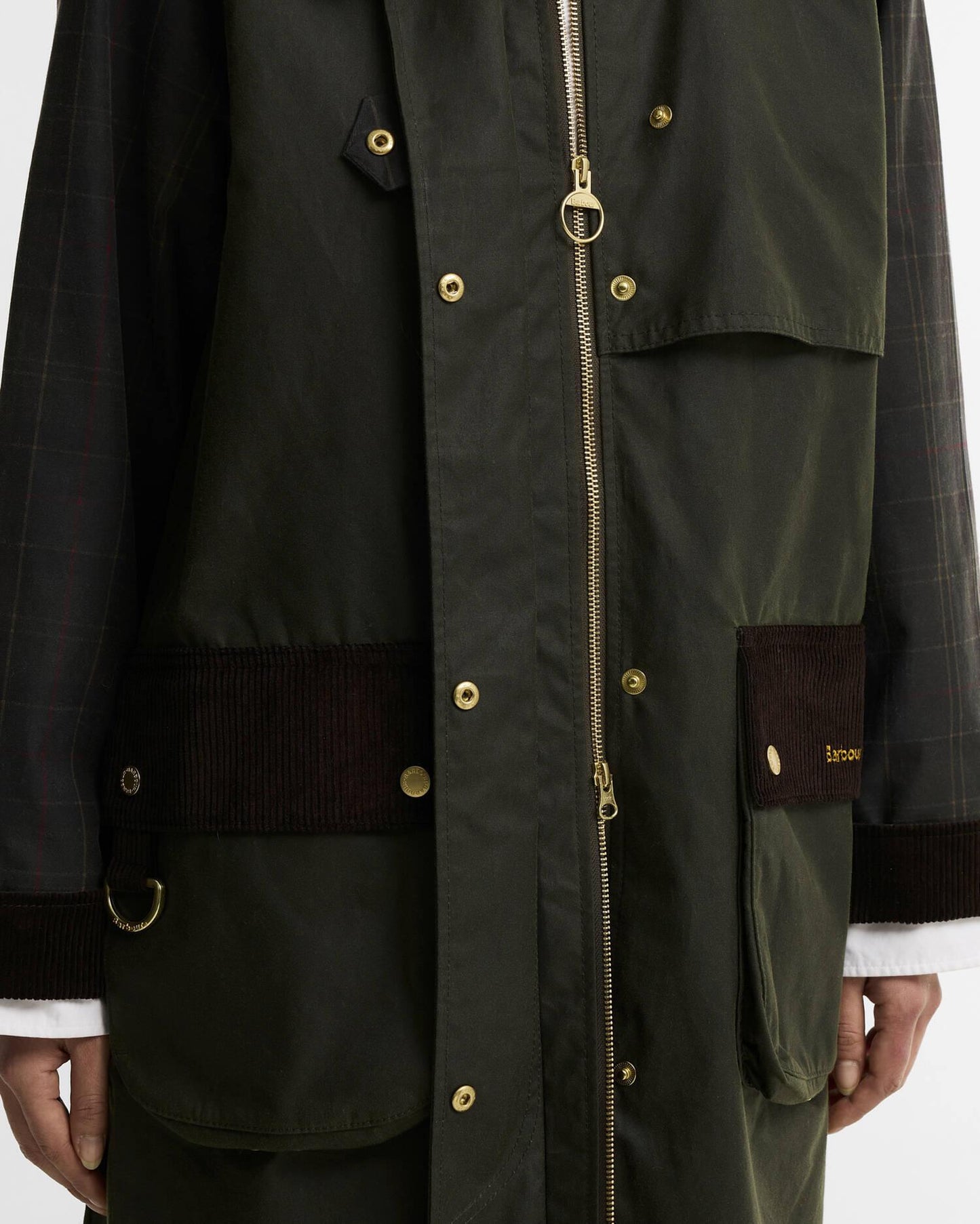 Barbour Kirklees rutete vokset jakke Oliven