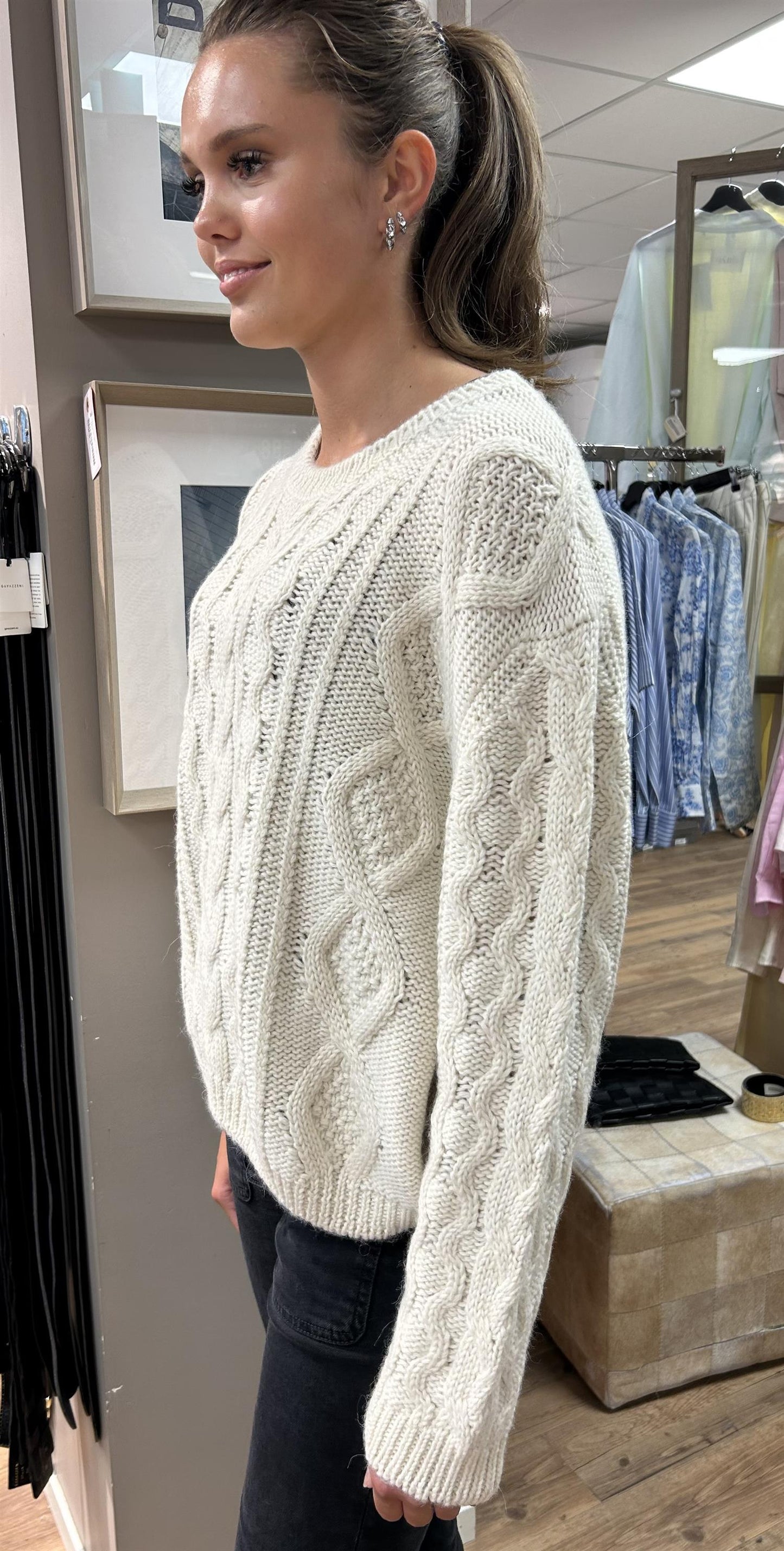 Gran Sasso Girocollo strikket genser Off-White - ZhosLaila