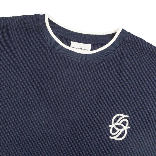Drôle de Monsieur Le T-Shirt Waffle herregenser Marineblå