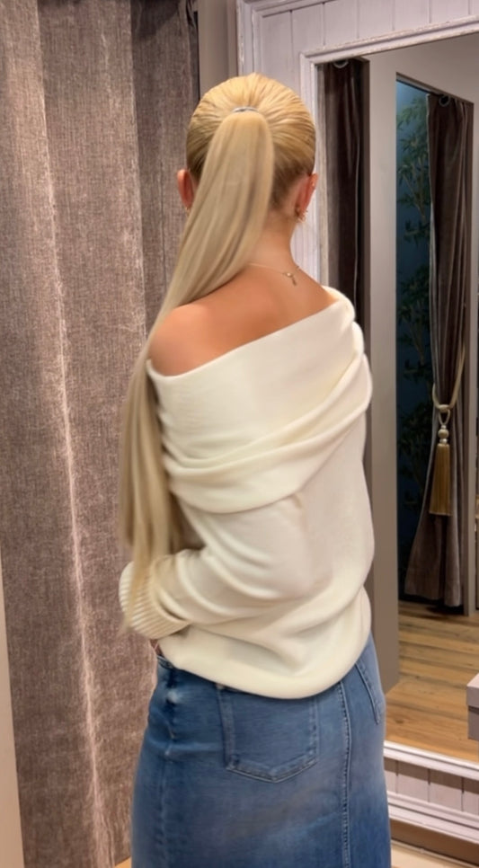 Gran Sasso genser med vid hals Off-White - ZhosLaila