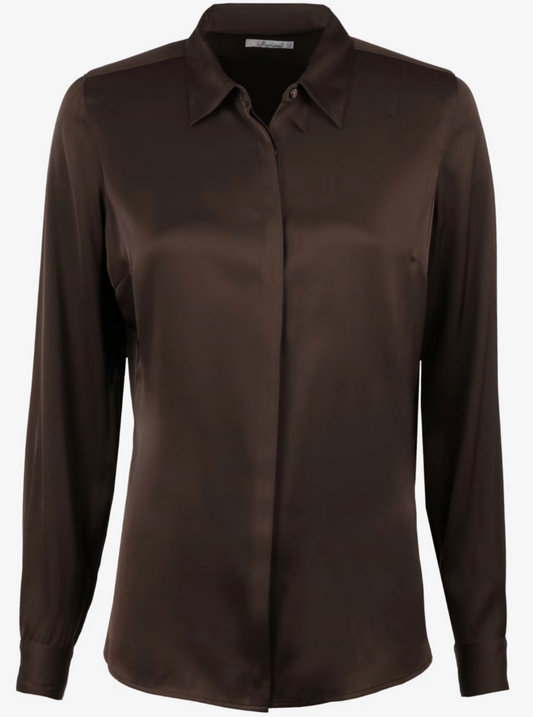 Stenstrøms Susan silkeskjorte Mørkebrun - ZhosLaila