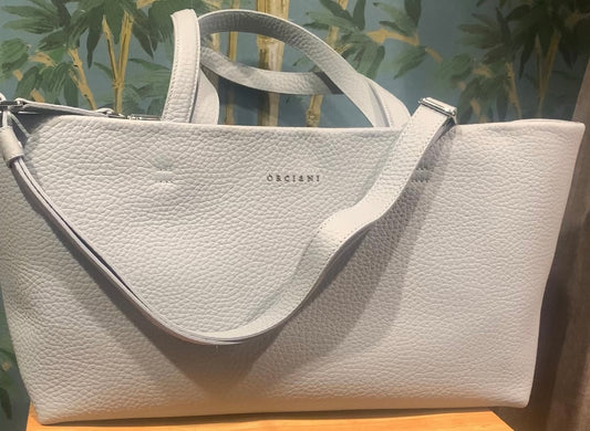 Orciani Shopper XL skinn veske Lyseblå - ZhosLaila