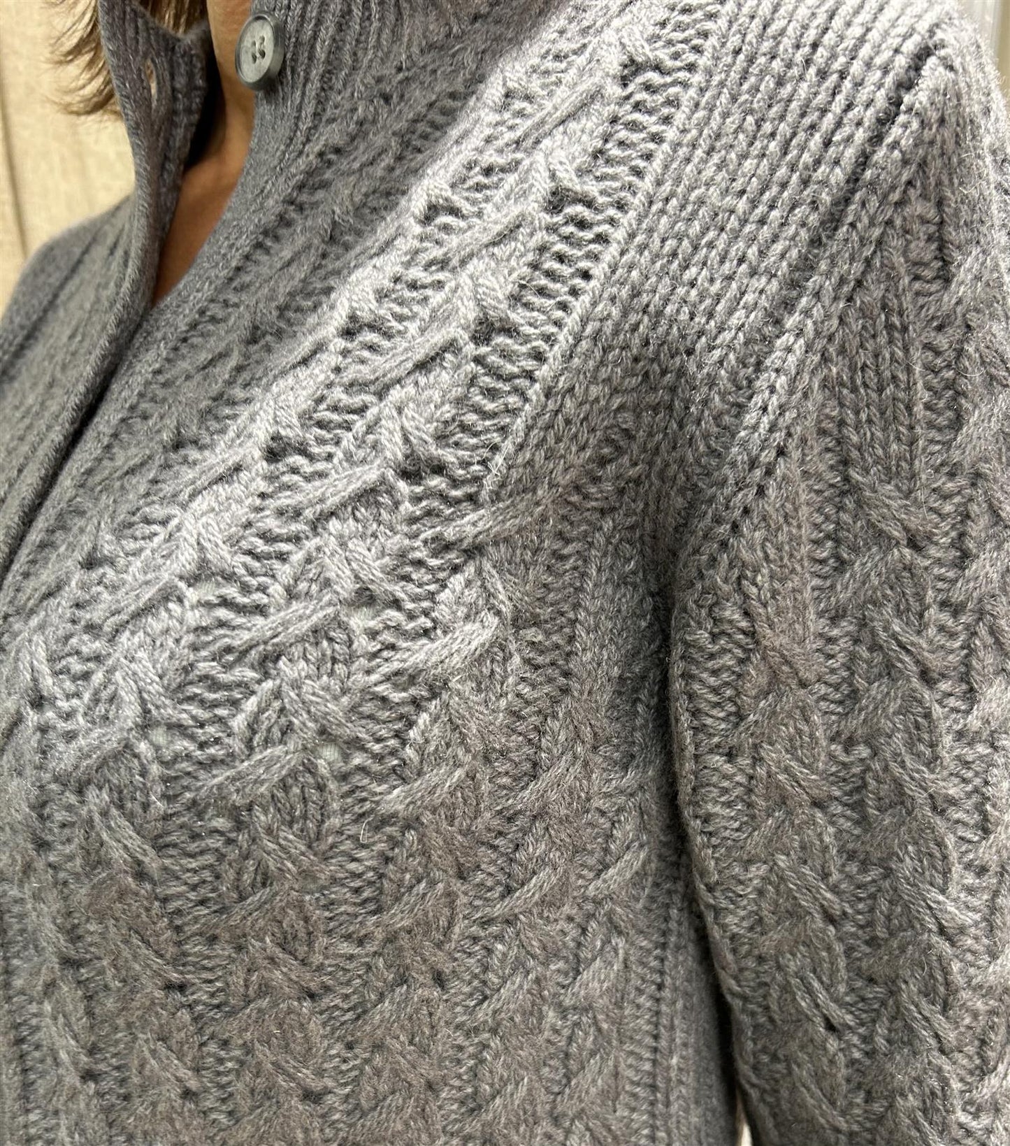 Gran Sasso Cashmere Kabelcardigan Lysgrå - ZhosLaila
