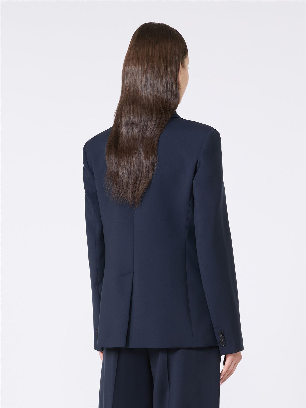 Max Mara Lamine Blazer i naturlig stretchull Mørkeblå