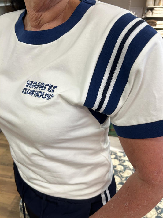 Seaferer Sacai T-skjorte Hvit/blå - ZhosLaila