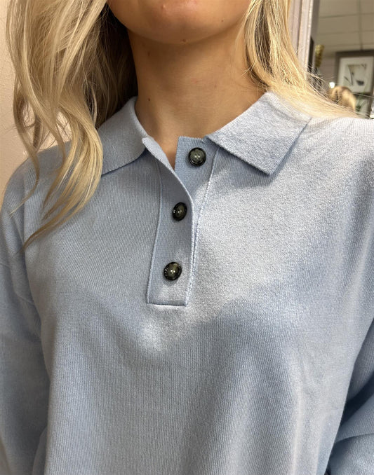 Allude klassisk genser med krage lyseblå - ZhosLaila