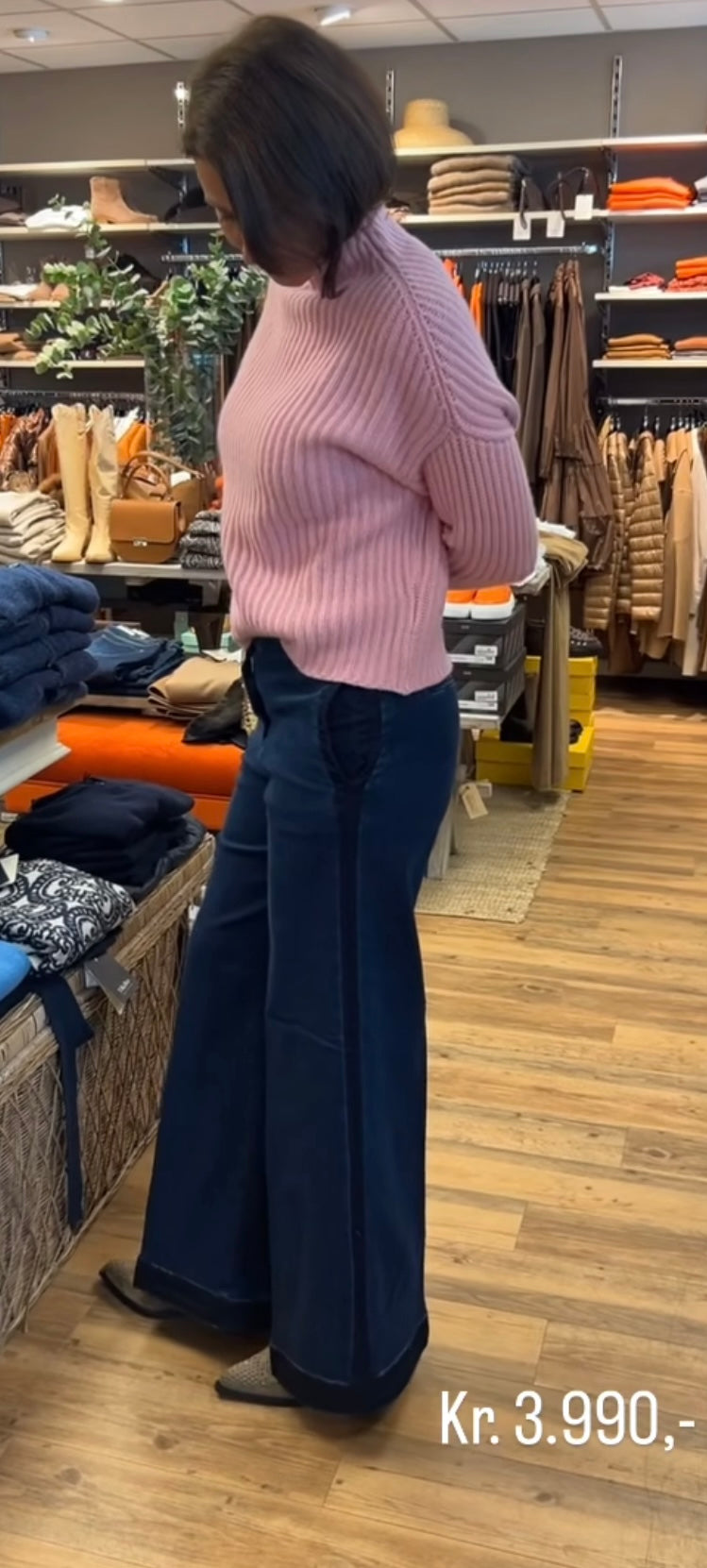 Shaft Flaire Smocking denim Stretch Blå